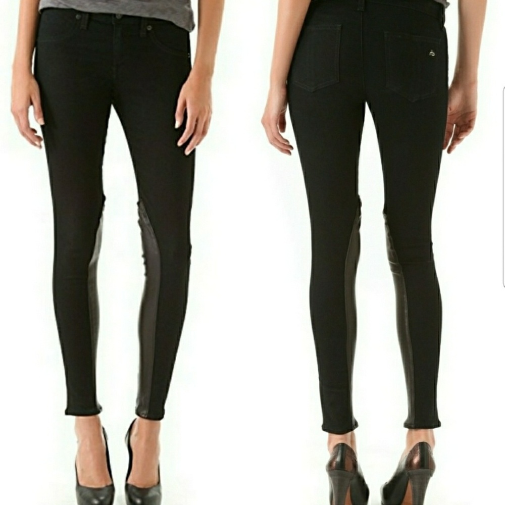 Rag & Bone Jeans Jodpher Leggings Leather Panels